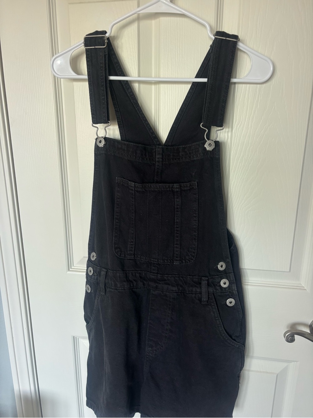 Cotton On Black Denim Short Overalls with Adjustable Straps